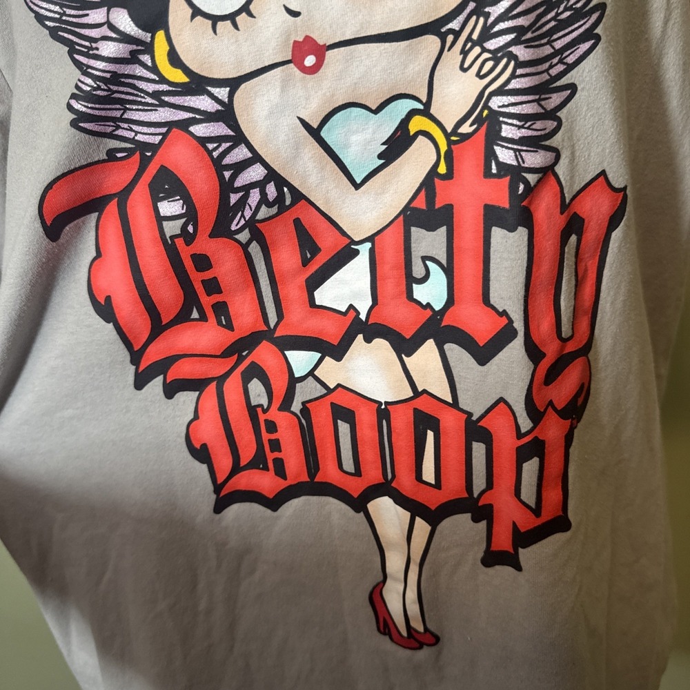 Betty Boop Angel Graphic Tee Retro Y2k Style Sparkle Angel Wings On Back  Medium - Picture 3 of 8